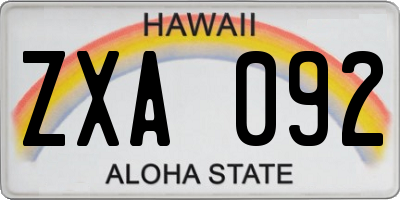 HI license plate ZXA092