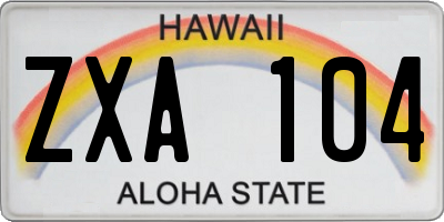 HI license plate ZXA104