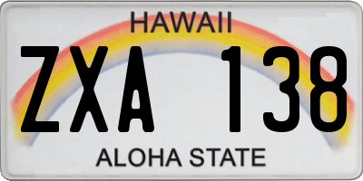 HI license plate ZXA138
