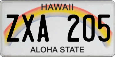 HI license plate ZXA205
