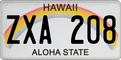 HI license plate ZXA208