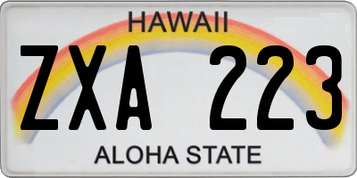 HI license plate ZXA223
