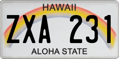 HI license plate ZXA231