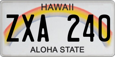 HI license plate ZXA240