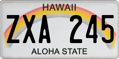 HI license plate ZXA245