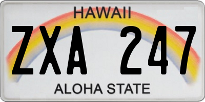 HI license plate ZXA247