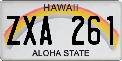 HI license plate ZXA261
