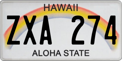 HI license plate ZXA274