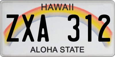 HI license plate ZXA312