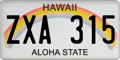 HI license plate ZXA315