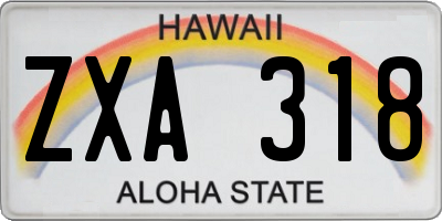 HI license plate ZXA318