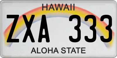 HI license plate ZXA333