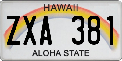 HI license plate ZXA381