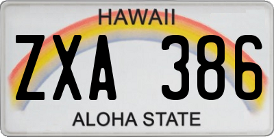 HI license plate ZXA386