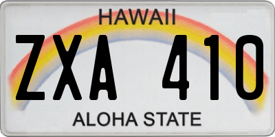 HI license plate ZXA410