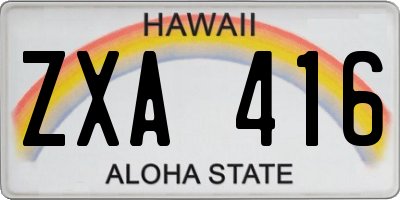 HI license plate ZXA416