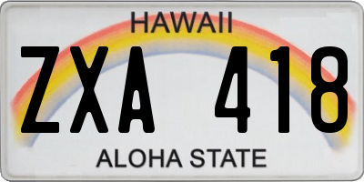 HI license plate ZXA418