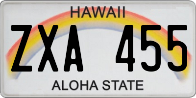 HI license plate ZXA455
