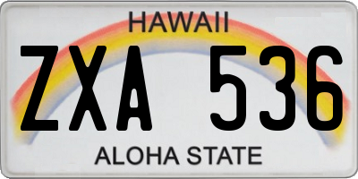 HI license plate ZXA536