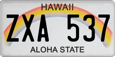 HI license plate ZXA537