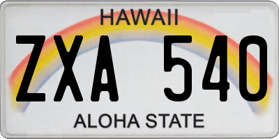 HI license plate ZXA540