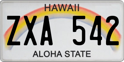 HI license plate ZXA542