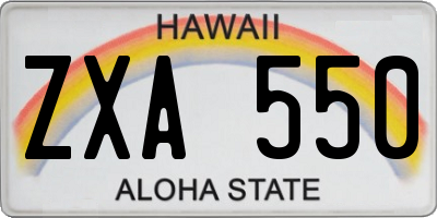 HI license plate ZXA550