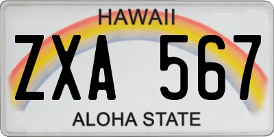 HI license plate ZXA567