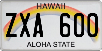 HI license plate ZXA600