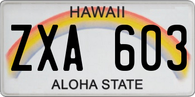 HI license plate ZXA603