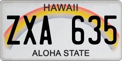 HI license plate ZXA635