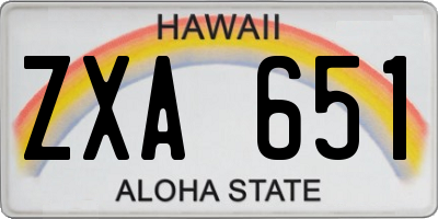 HI license plate ZXA651