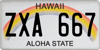 HI license plate ZXA667