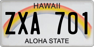 HI license plate ZXA701