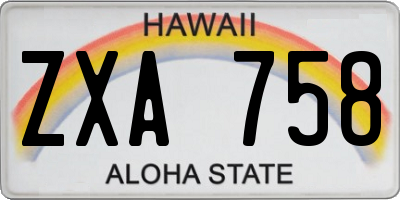 HI license plate ZXA758
