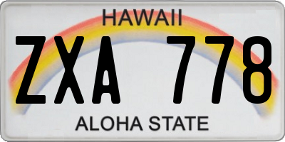 HI license plate ZXA778