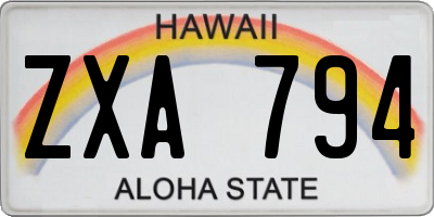 HI license plate ZXA794