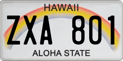 HI license plate ZXA801