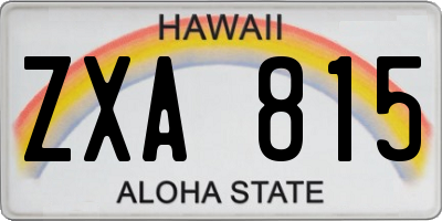 HI license plate ZXA815