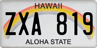 HI license plate ZXA819