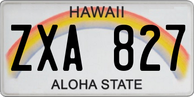 HI license plate ZXA827
