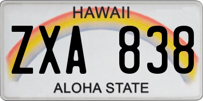 HI license plate ZXA838