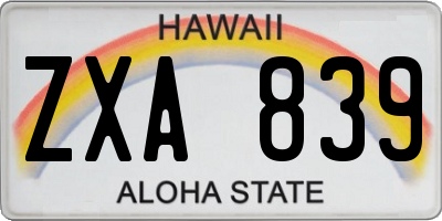 HI license plate ZXA839