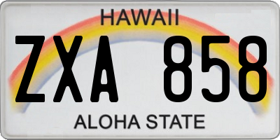 HI license plate ZXA858
