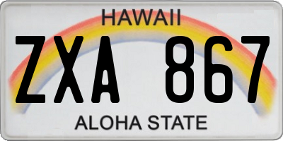 HI license plate ZXA867