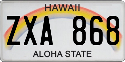 HI license plate ZXA868