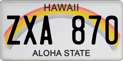 HI license plate ZXA870