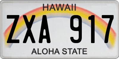 HI license plate ZXA917