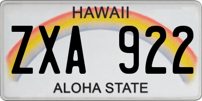 HI license plate ZXA922