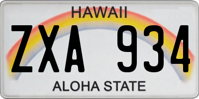 HI license plate ZXA934